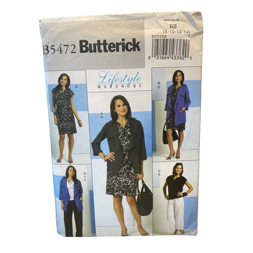 Butterick B5472 Dress Jacket Top Pants Size 8-14 Lifestyle Wardrobe